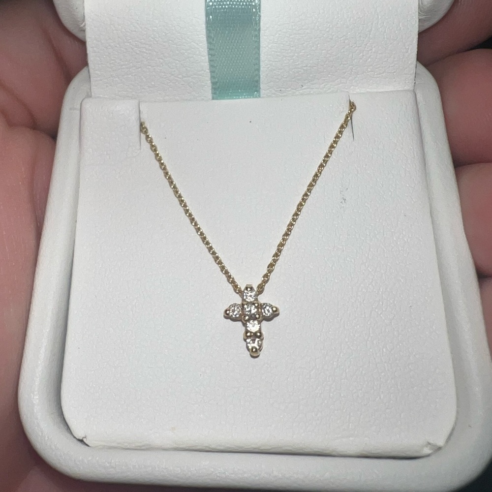 18K Gold Diamond Cross Necklace